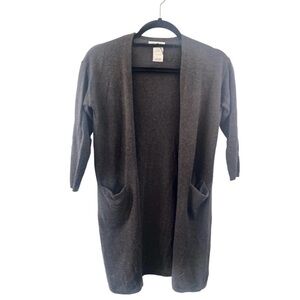 ZARA | Knitwear Charcoal Gray Open Front Long Cardigan Fancy Collection
